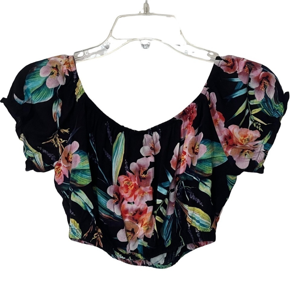 NWT TwentyFourSeven Floral Print Crop Top S tropical Hawaiian cropped floral - Picture 2 of 13